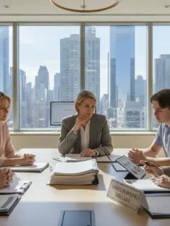 Família discute planejamento sucessório com advogado, protegendo o legado financeiro para 2026.