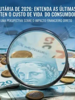 Dinheiro brasileiro e documentos fiscais simbolizando o impacto da Reforma Tributária de 2026 no custo de vida do consumidor.