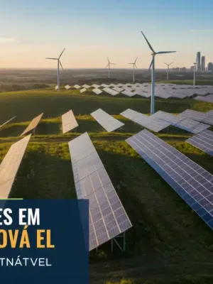 Painéis solares e turbinas eólicas em um cenário brasileiro, representando o futuro das Energias Renováveis no Brasil.