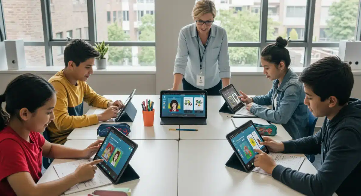 AI adaptive learning platform personalizing education for students in a classroom