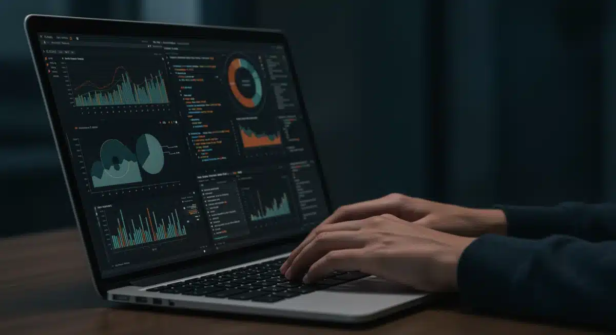 Hands on keyboard working on a data analytics dashboard for certification.
