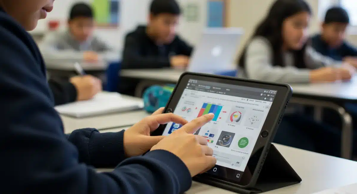 Student using a tablet for personalized learning, showcasing technology in education.