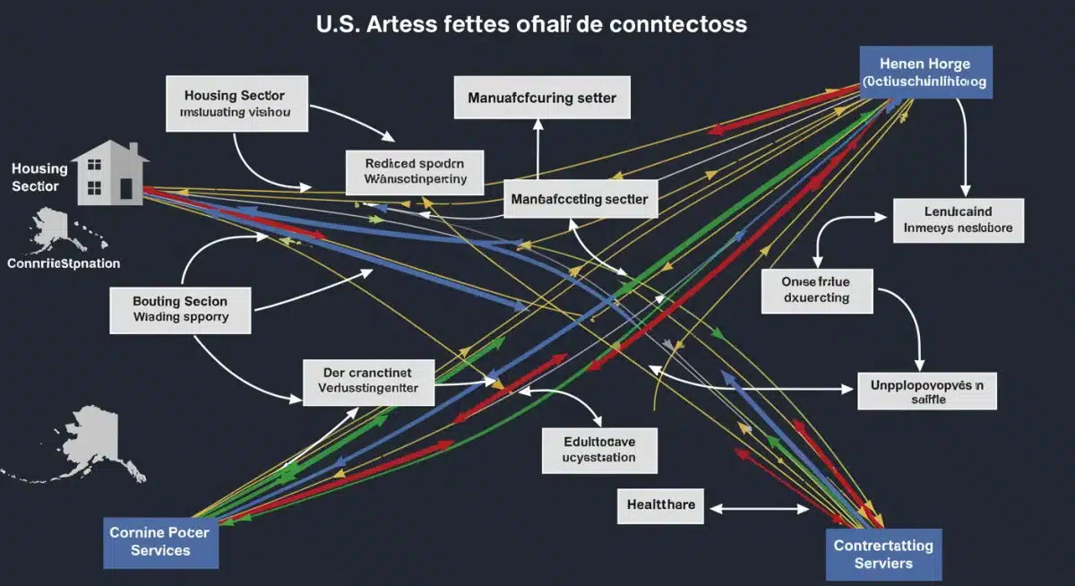 Infographic showing the ripple effect of interest rate changes on various U.S. economic sectors in 2026.