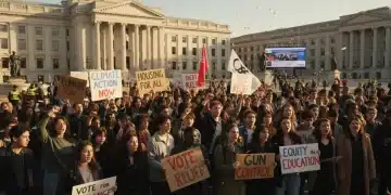 Gen Z activists at a political rally influencing policy debates